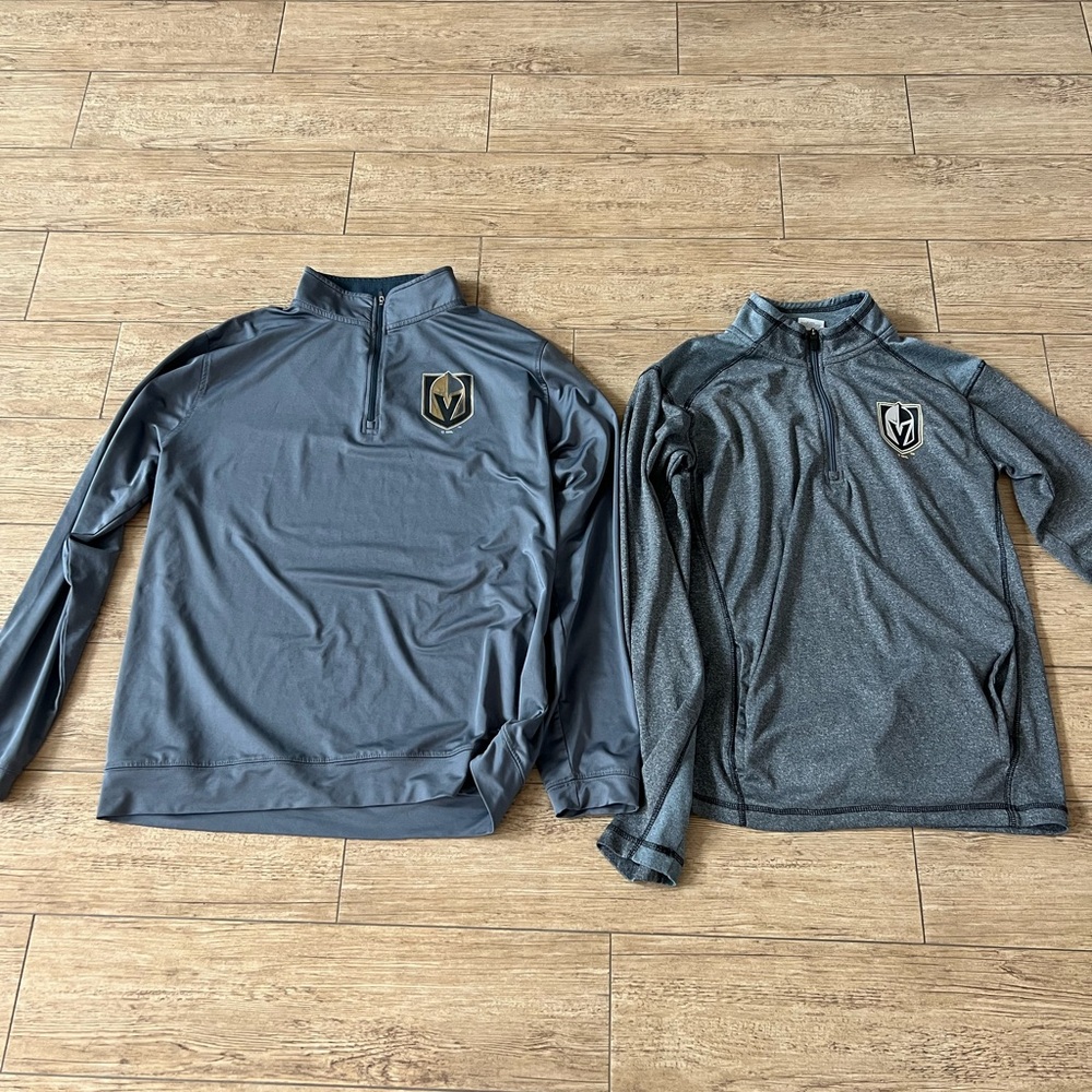2 Golden Knights Gray Long-Sleeve Quarter-Zips